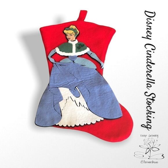 Vintage Disney Cinderella Red Christmas Stocking - Charming Holiday Decor! - Picture 1 of 8